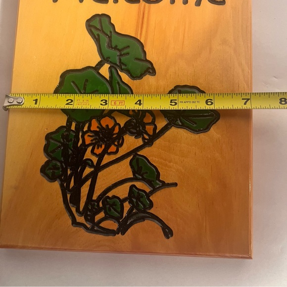 Wooden Handmade Welcome Sign Nasturtiums Painted Flowers - Picture 3 of 8